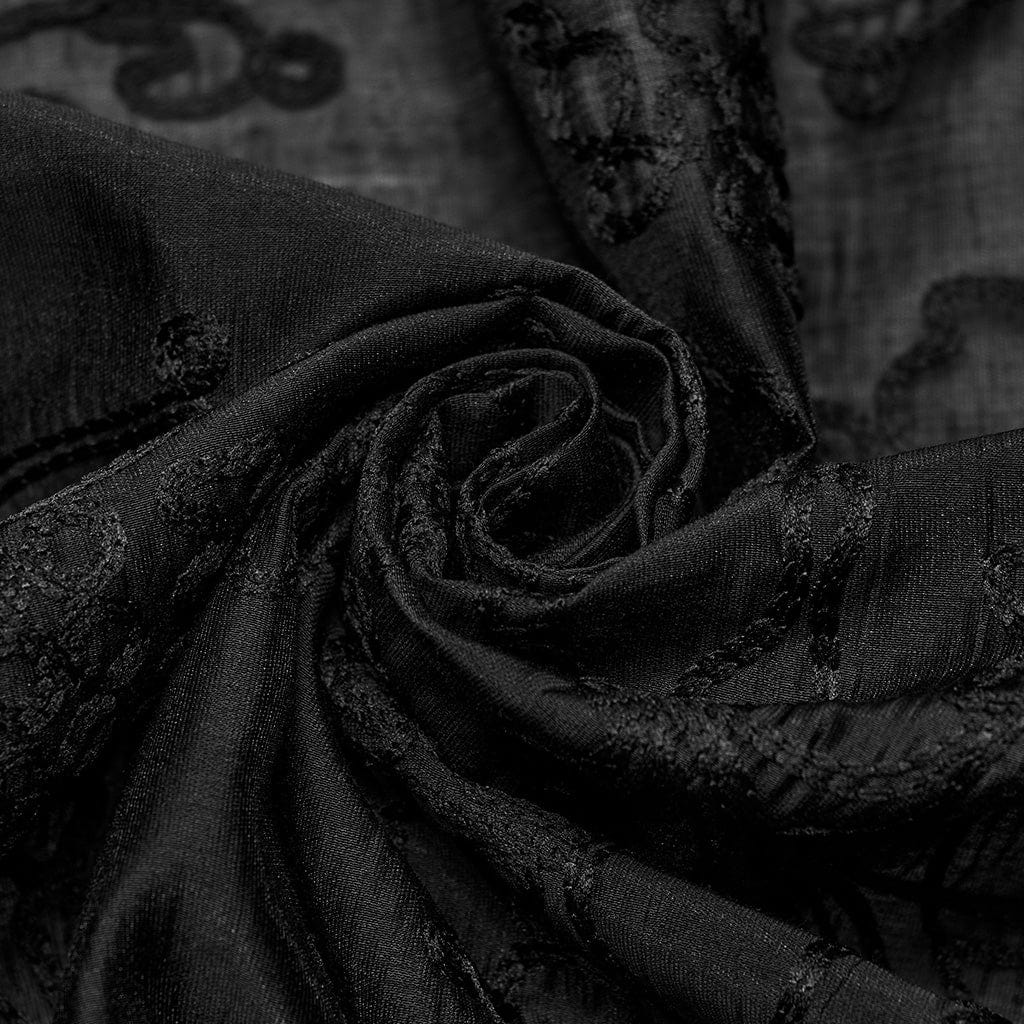 Camicia da uomo ricamata floreale con colletto in piedi gotico