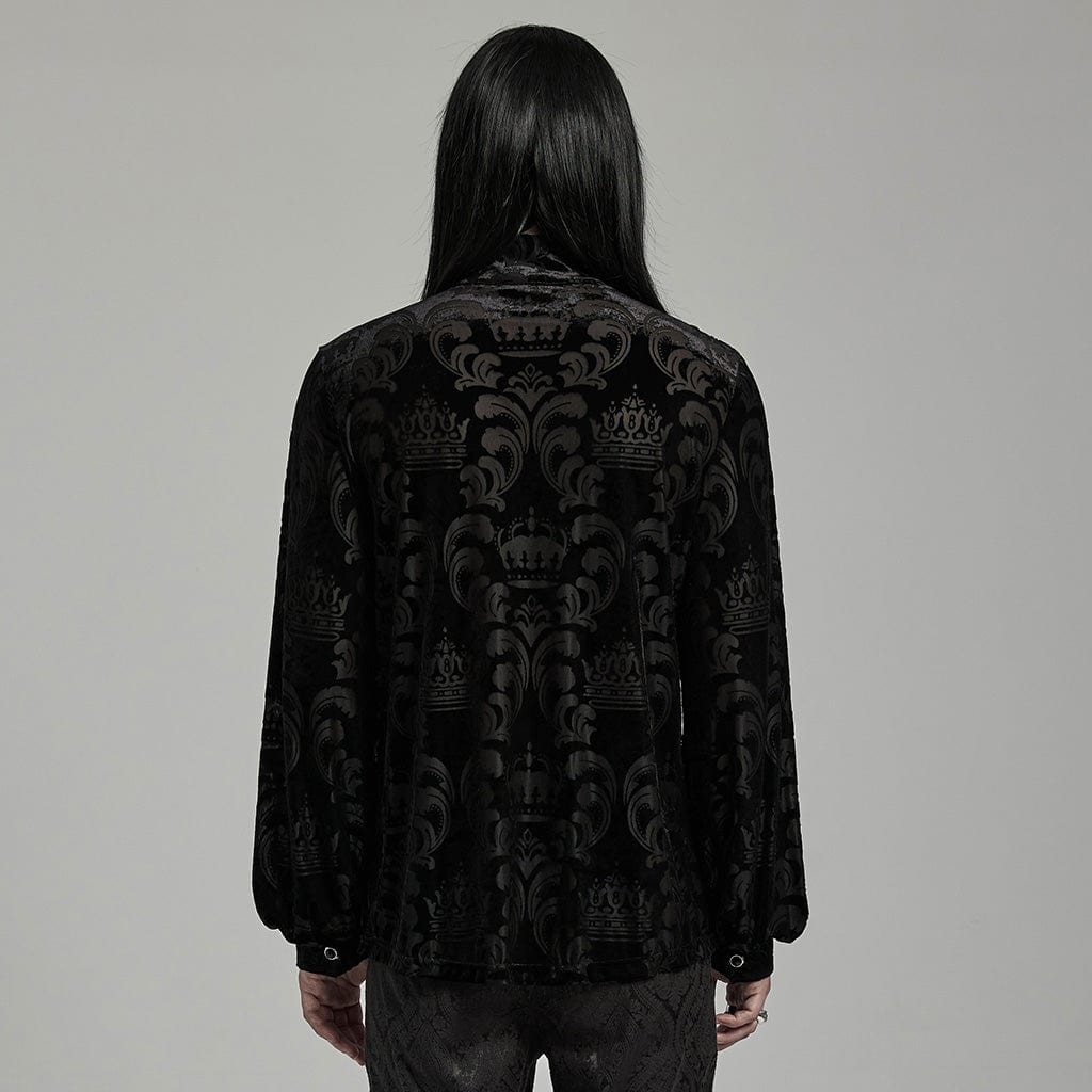 Camicia floccata da uomo con maniche a sbuffo e colletto gotico