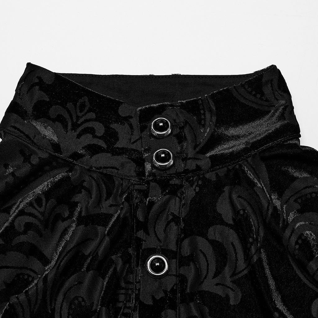 Camicia floccata da uomo con maniche a sbuffo e colletto gotico
