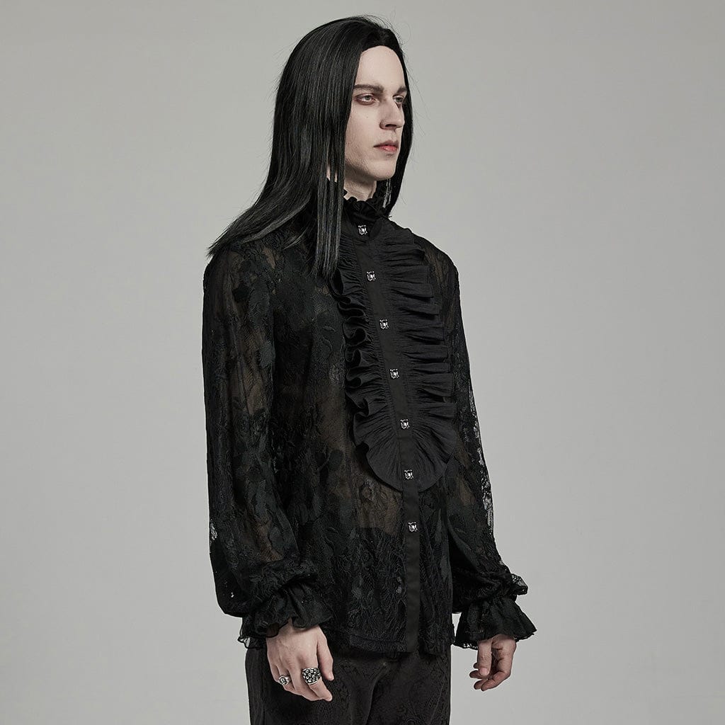 Punk rave Camicia nera gotica merletto