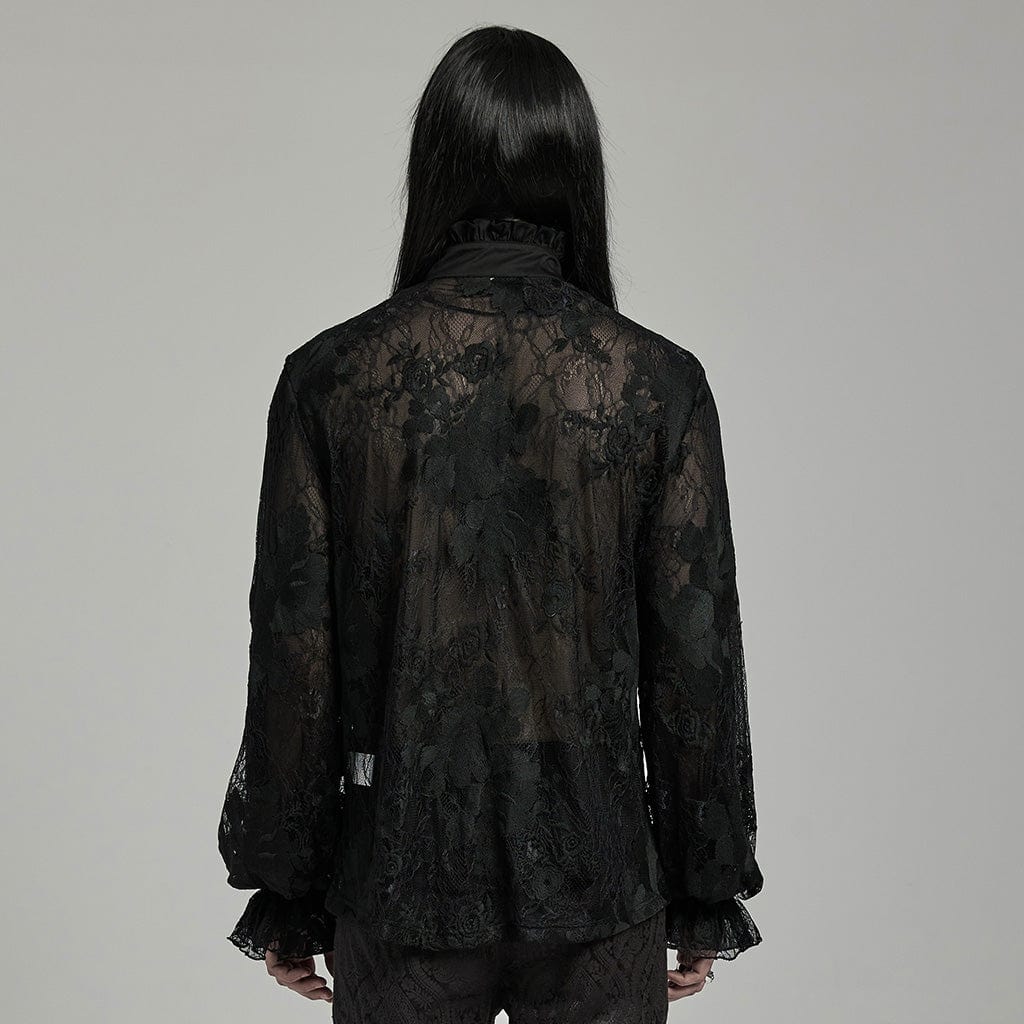 Punk rave Camicia nera gotica merletto