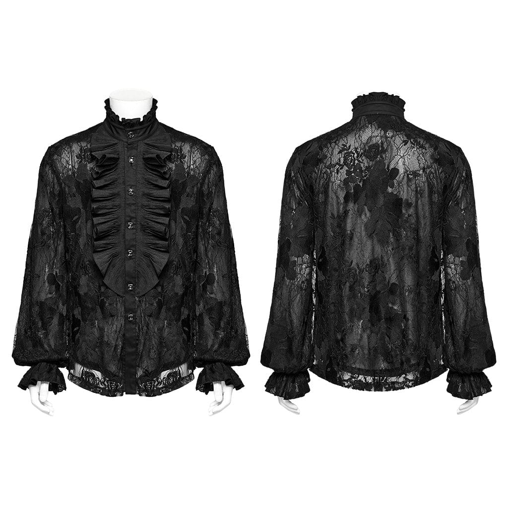 Punk rave Camicia nera gotica merletto