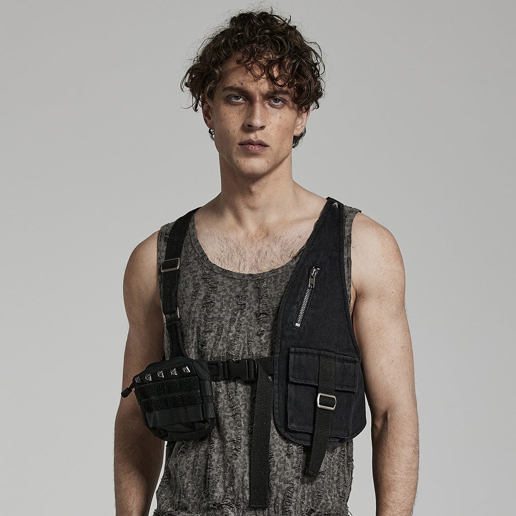 PUNK RAVE GILET DA UOMO CON FIBBIA A TASCA GRANDE