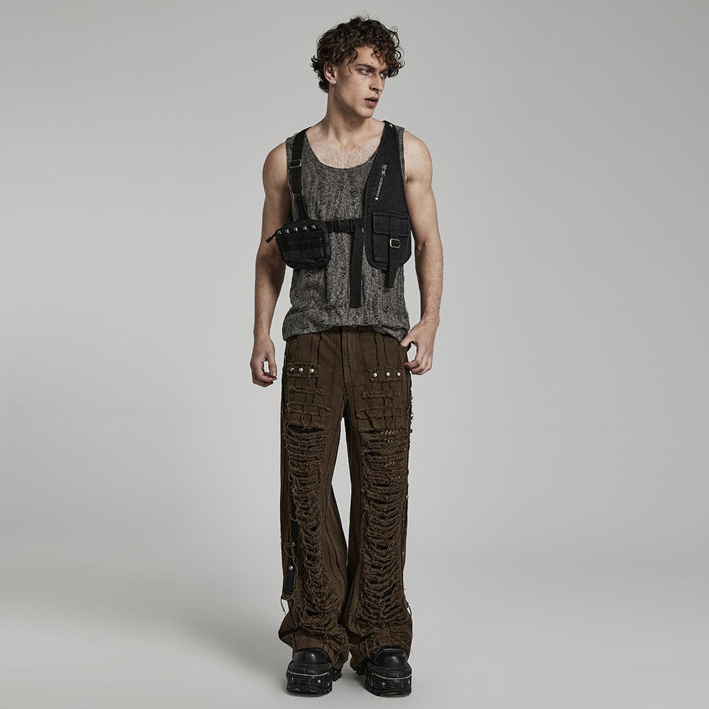 PUNK RAVE GILET DA UOMO CON FIBBIA A TASCA GRANDE