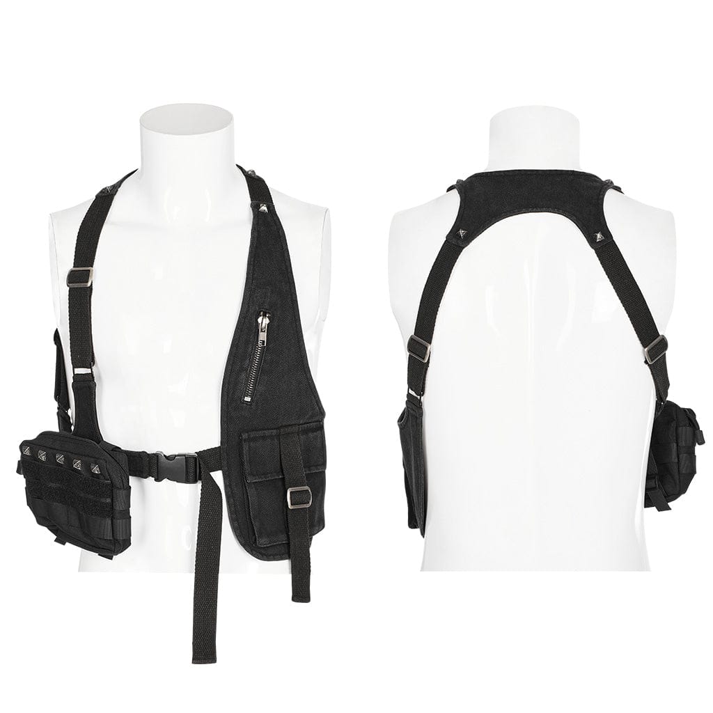 PUNK RAVE GILET DA UOMO CON FIBBIA A TASCA GRANDE