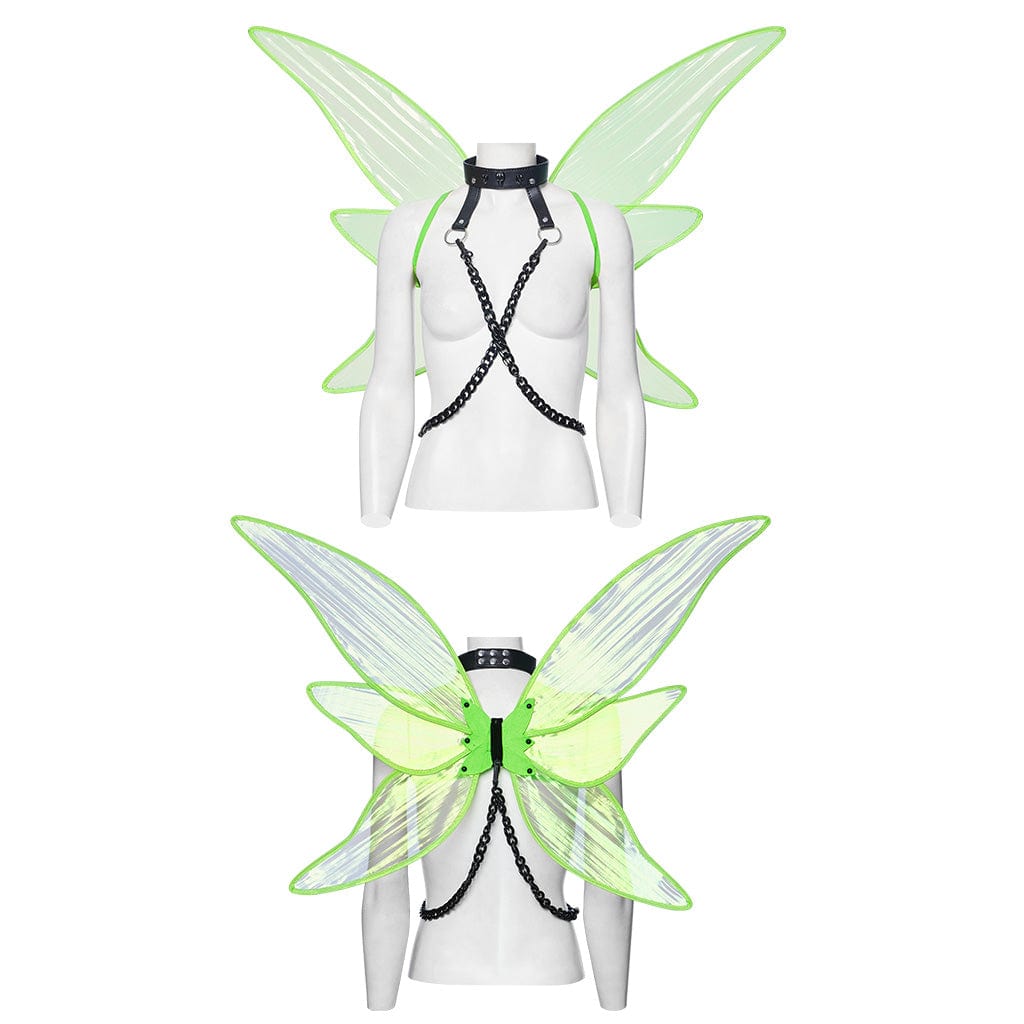 Punk rave ali farfalla verde fluo