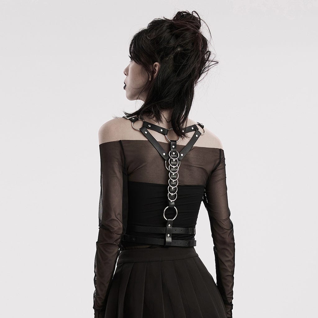 Punk rave Harness in ecopelle punk a doppia spalla