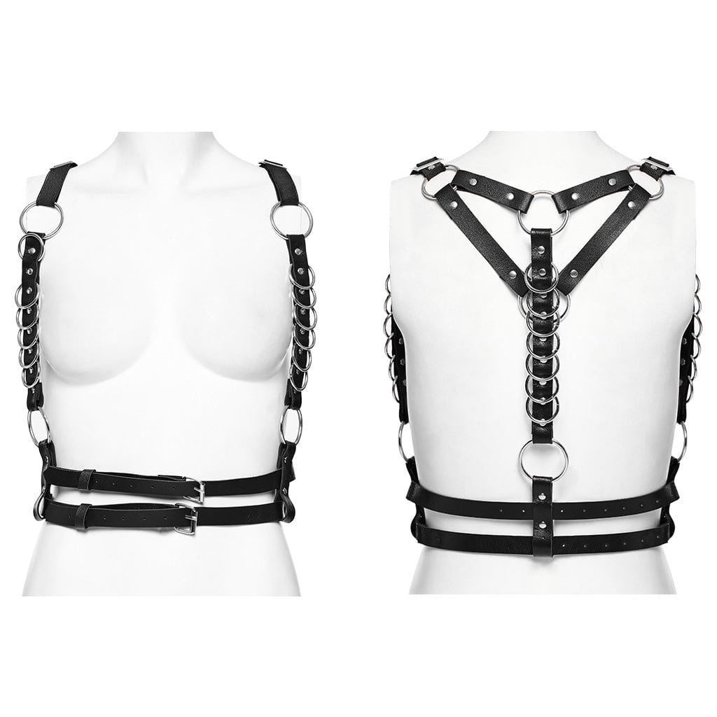 Punk rave Harness in ecopelle punk a doppia spalla