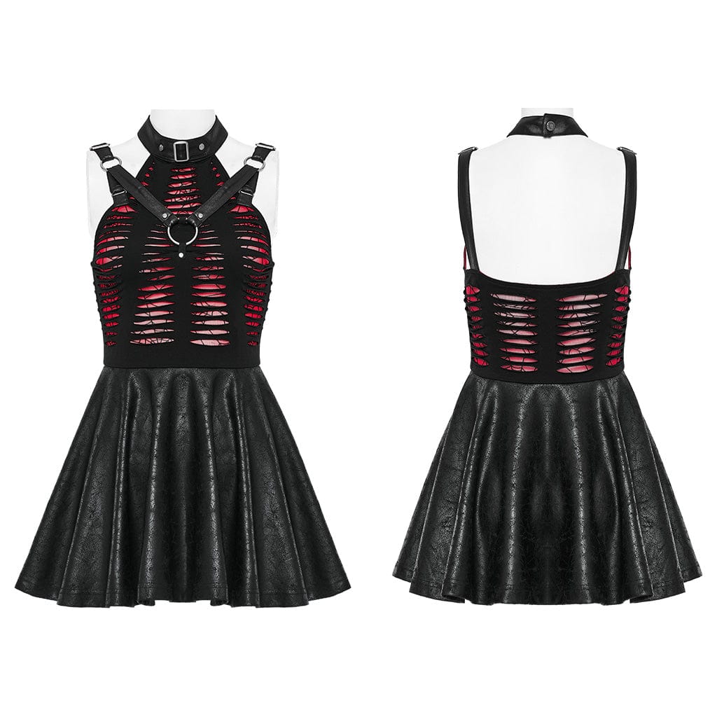 Punk Rave Vestito strappato con giuntura in maglia