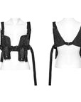 PUNK RAVE HARNESS CON TESCHIO IN STILE MILITARE PUNK CON TASCHE