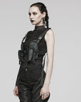 PUNK RAVE HARNESS CON TESCHIO IN STILE MILITARE PUNK CON TASCHE