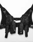 PUNK RAVE HARNESS CON TESCHIO IN STILE MILITARE PUNK CON TASCHE