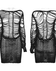 Punk rave Maglione lungo lavorato a maglia trasparente strappato punk da donna