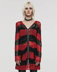 Punk rave Cardigan a maglia nero e rosso