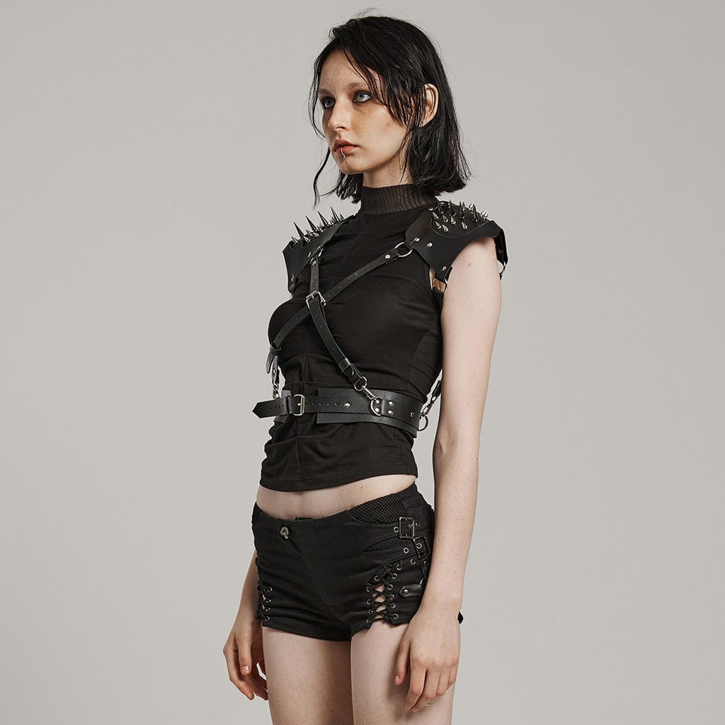Punk rave Harness per le spalle con fibbia punk da donna