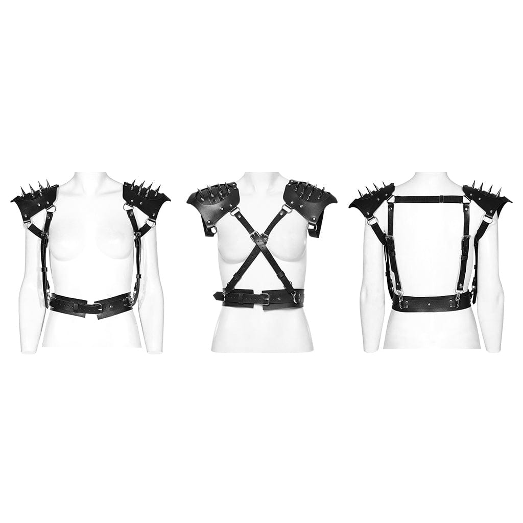 Punk rave Harness per le spalle con fibbia punk da donna