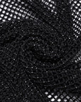 Punk rave body da donna in rete con nappe borchiato nero