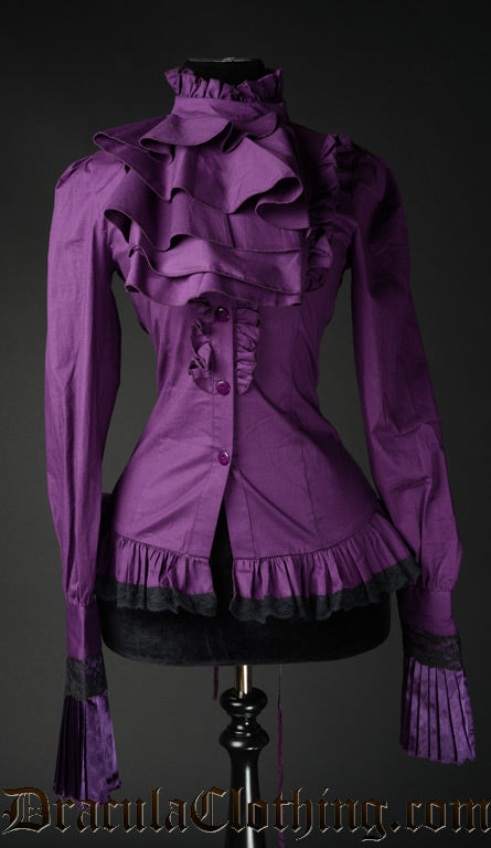 Dracula clothing camicia viola volant