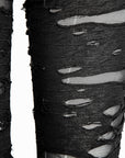 Punk rave - Leggings neri punk traforati con strappi