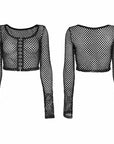 Punk rave - Crop Top Nero Rete con chiusura a gancetti