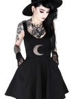 RESTYLE VESTITO GOTICO NERO CON LUNA CRESCENTE IN RETE