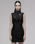 Abito corto cheongsam cinese gotico