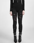 Punk rave - Leggings neri punk traforati con strappi