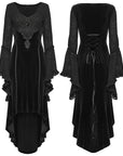 Punk Rave - Vestito in stile gotico con maniche svasate, lacci e ricami
