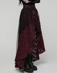 Punk Rave - Gonna in pizzo nero e rosso con orlo alto in stile gotico