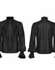 Punk rave - Camicia nera retrò in stile gotico con bordi arricciati