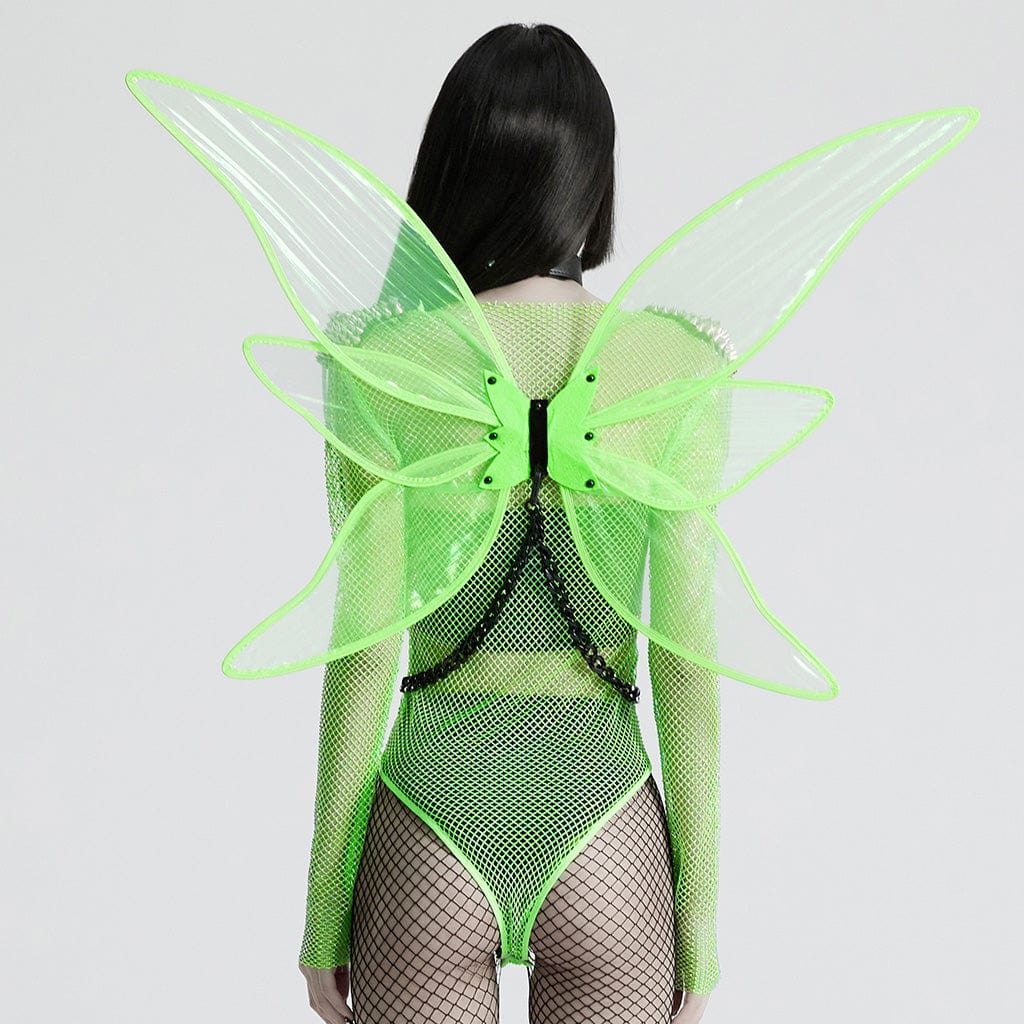 Punk rave ali farfalla verde fluo