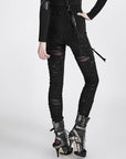 Punk rave - Leggings neri punk traforati con strappi
