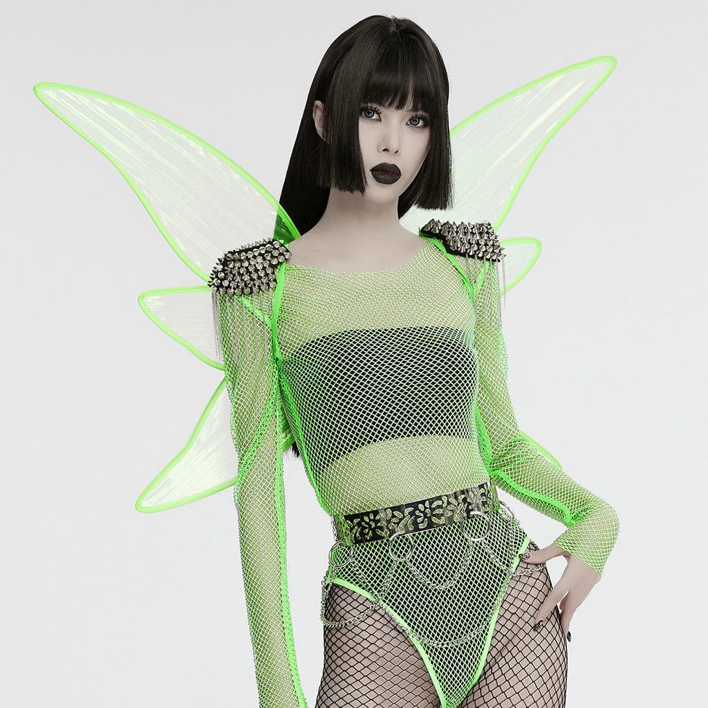 Punk rave ali farfalla verde fluo