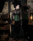 Corsetto Underbust Damascato Nero e Verde (Sartoriale)