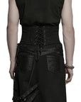 Punk Rave - Cintura corsetto Goth da uomo con borchie, teschi e lacci sul retro