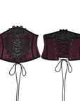 Punk Rave - Cintura Corsetto Borgogna con ricamo nero
