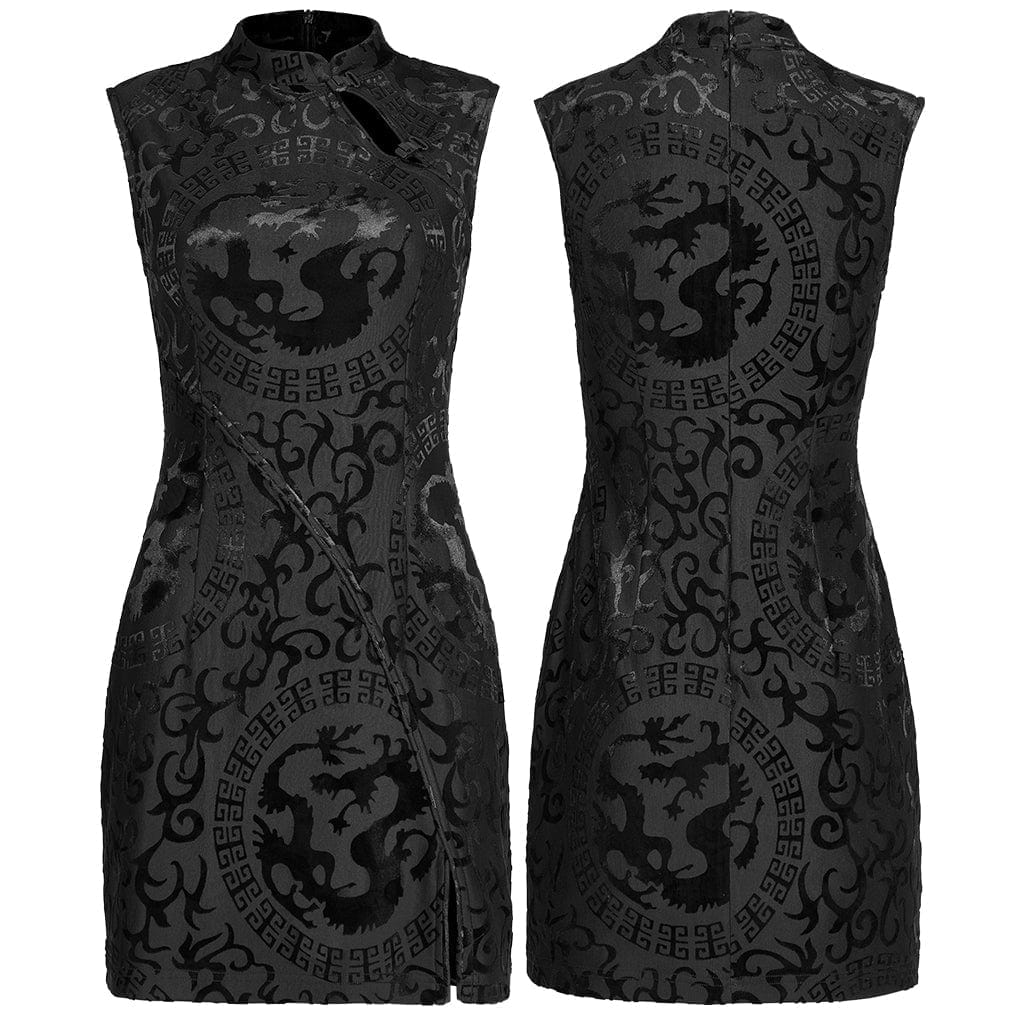 Abito corto cheongsam cinese gotico