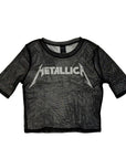 Rock Off Crop Top - Metallica Mesh Crop Top: Logo (Black)