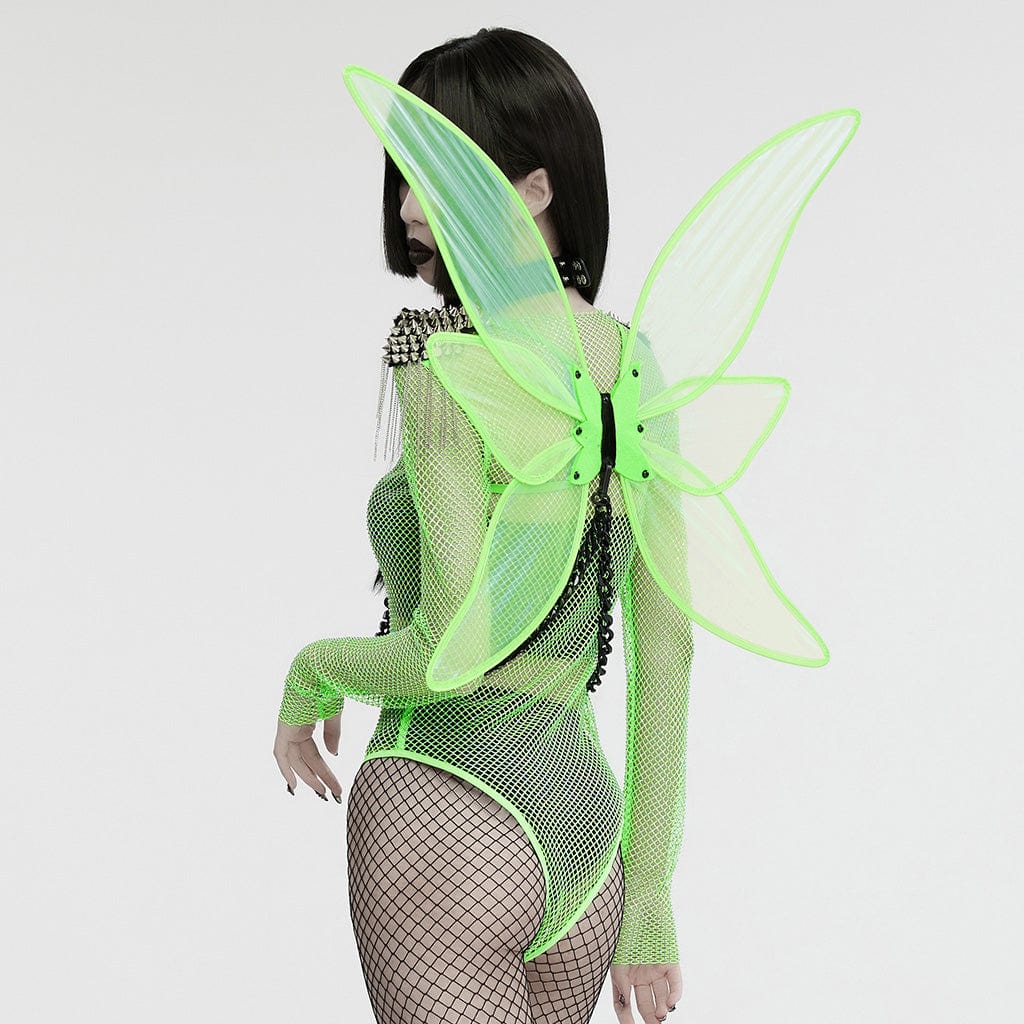 Punk rave ali farfalla verde fluo