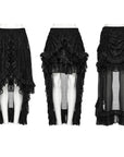 Punk Rave - Gonna asimmetrica in pizzo e chiffon arricciato stile gotico classico