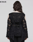 Punk Rave - Maglia con maniche a spalle scoperte, in pizzo gotico