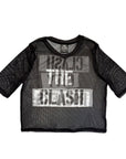 Rock Off Crop Top - The Clash Ladies Mesh Crop: City Rockers (Black) (Front & Back)