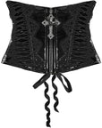Punk Rave - Cintura corsetto in vernice con rifiniture in pizzo e croce