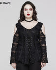 Punk Rave - Maglia con maniche a spalle scoperte, in pizzo gotico