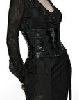 Punk Rave - Cintura corsetto in vernice con rifiniture in pizzo e croce