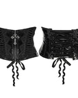 Punk Rave - Cintura corsetto in vernice con rifiniture in pizzo e croce