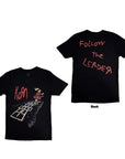 Rock Off T-shirt - Korn: Follow The Leader Hopscotch (Black) (Back Print)