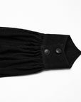 Punk rave - Camicia nera velluto con bottoni, taschini a doppio petto