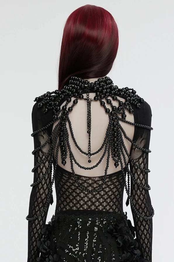 Punk rave Harness di perle nere