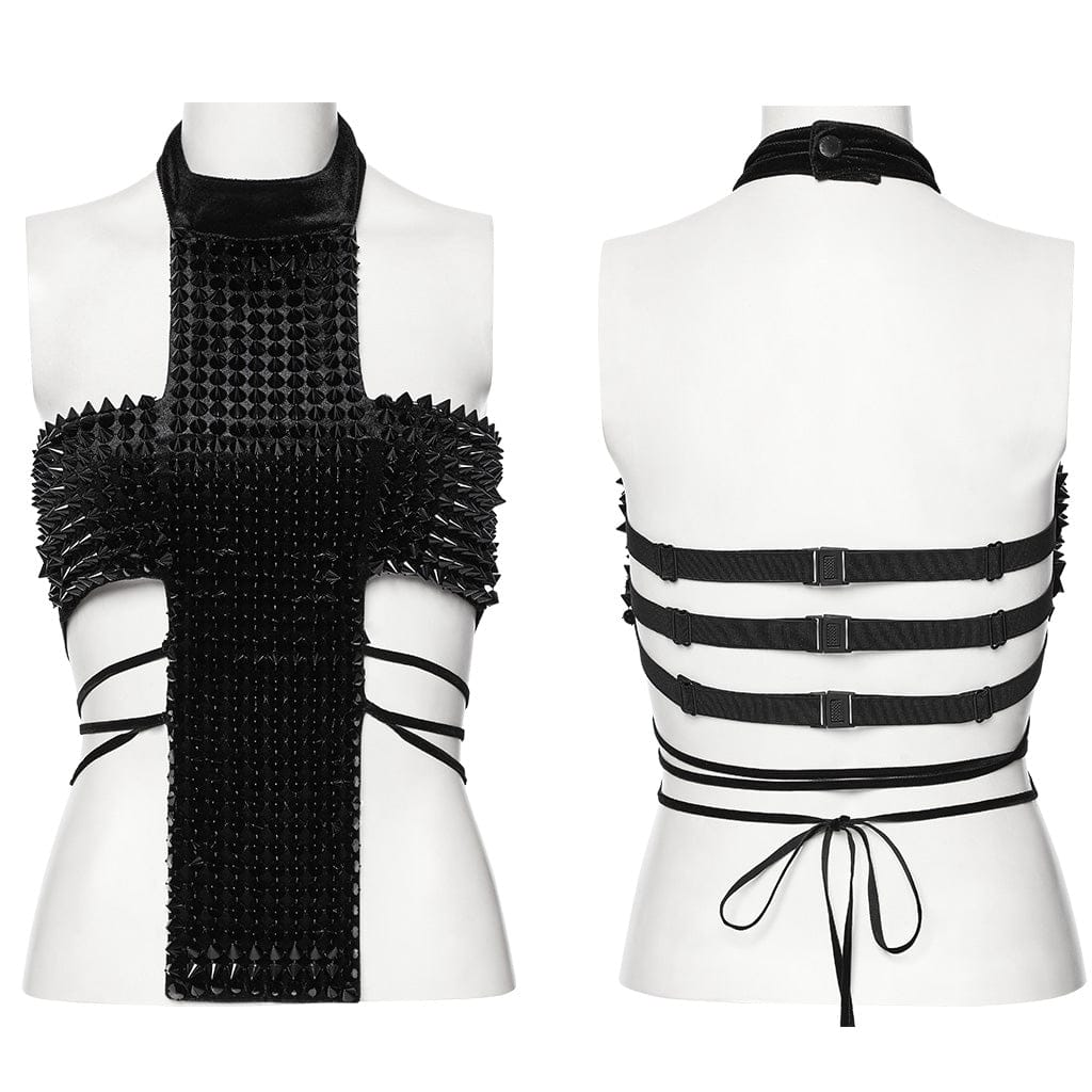 Punk rave Top Croce borchiato